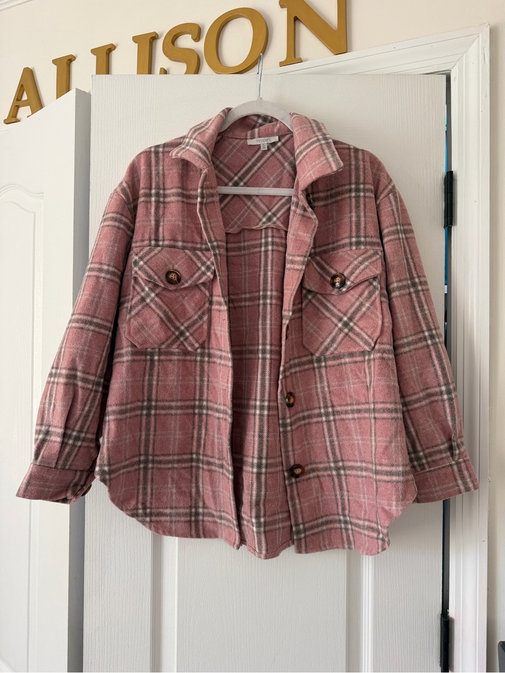 Veveret Pink Plaid Shacket Jacket Size S
